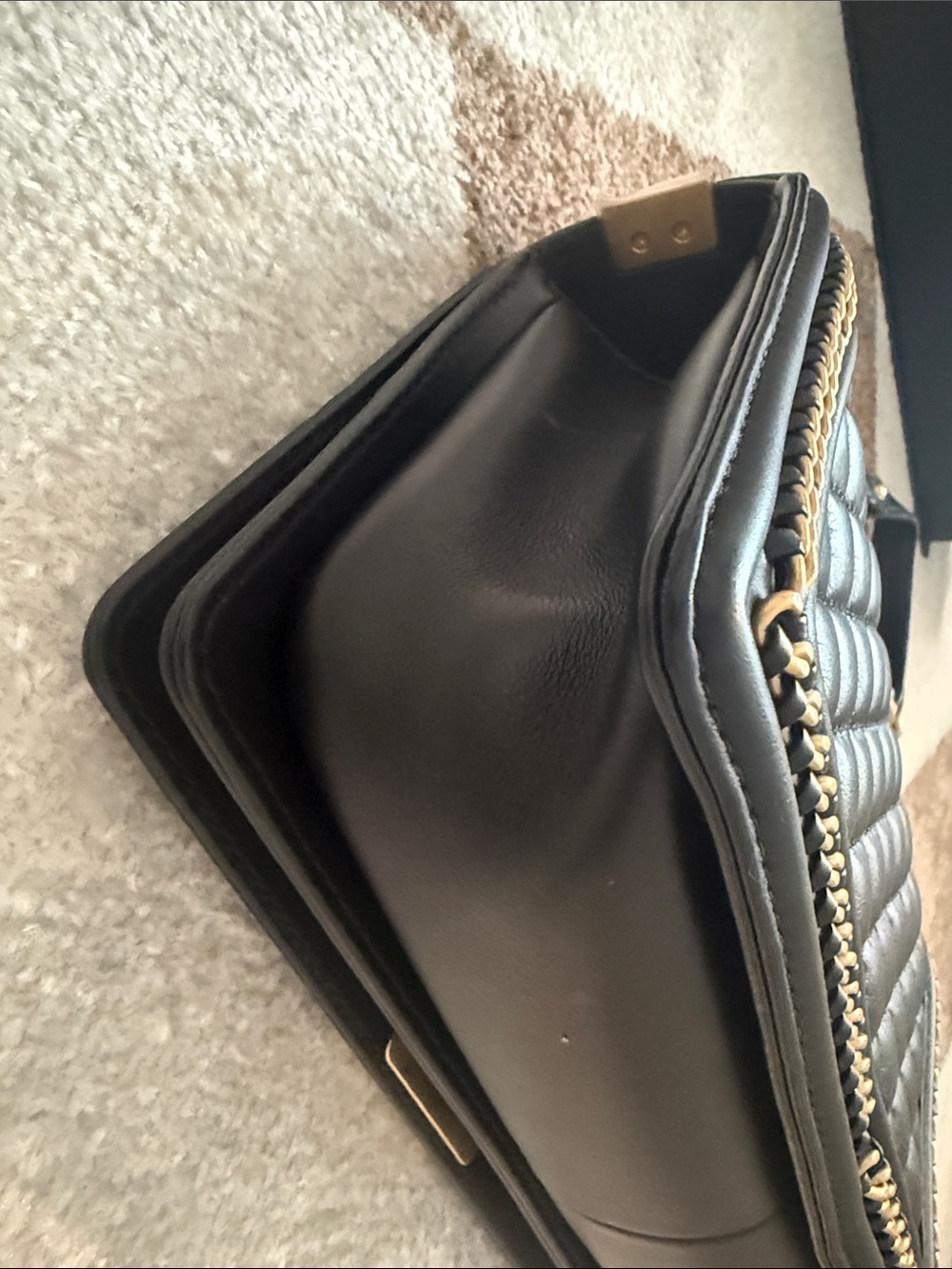 CHANEL Black Quilted Leather Crossbody with Gold Hardware Medium - Picture 11 of 12